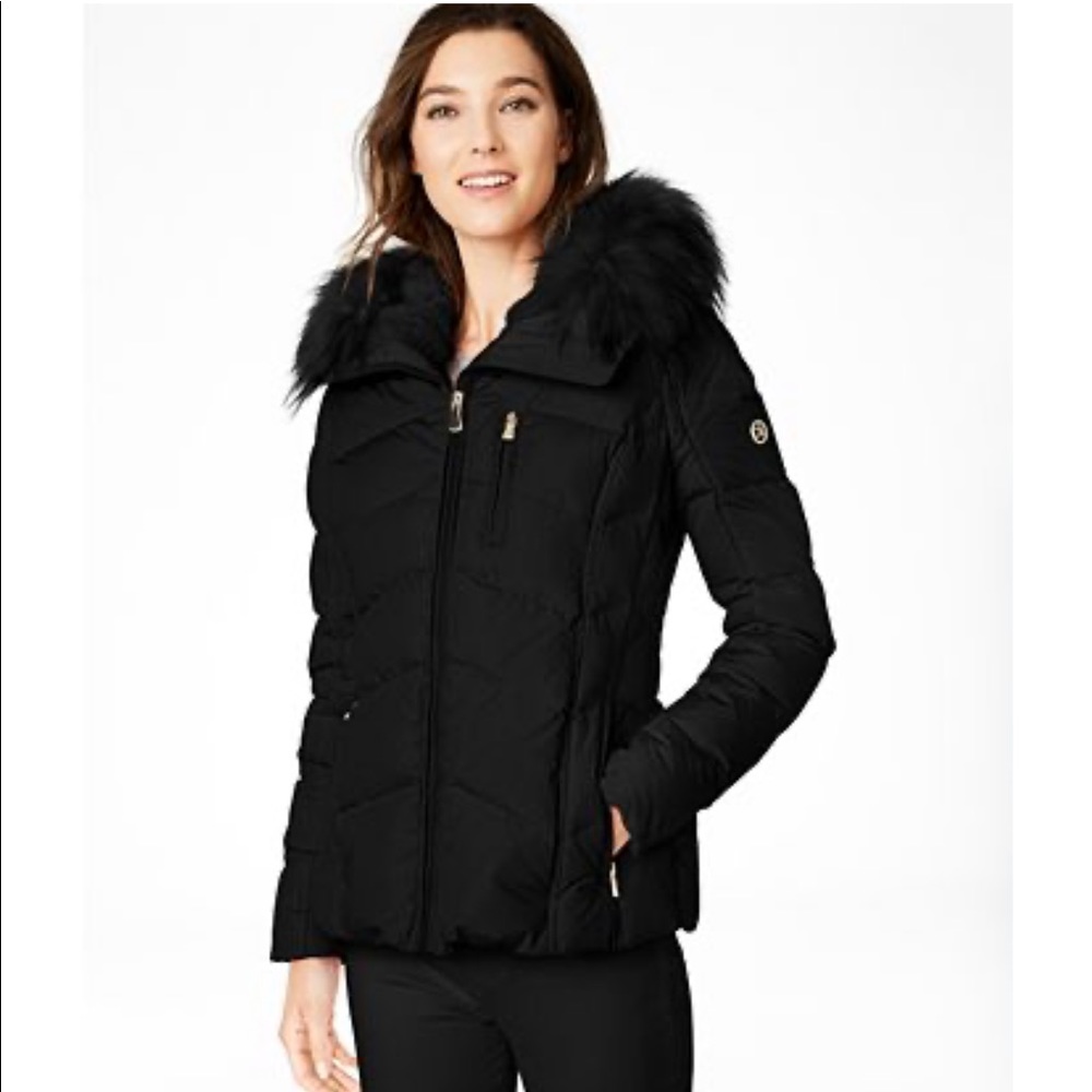 CALVIN KLEIN FAUX FUR DOWN PUFFER COAT, PETITE S